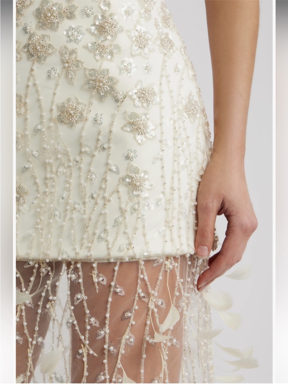 Delfi Collective Salma Bead & Feather Strapless Gown - Picture 3 of 13